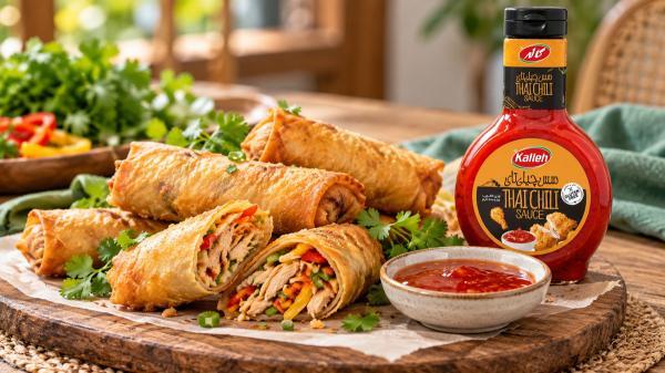طرز تهیه اسپرینگ رول مرغ با خمیر یوفکا در فر