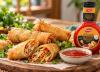 طرز تهیه اسپرینگ رول مرغ با خمیر یوفکا در فر